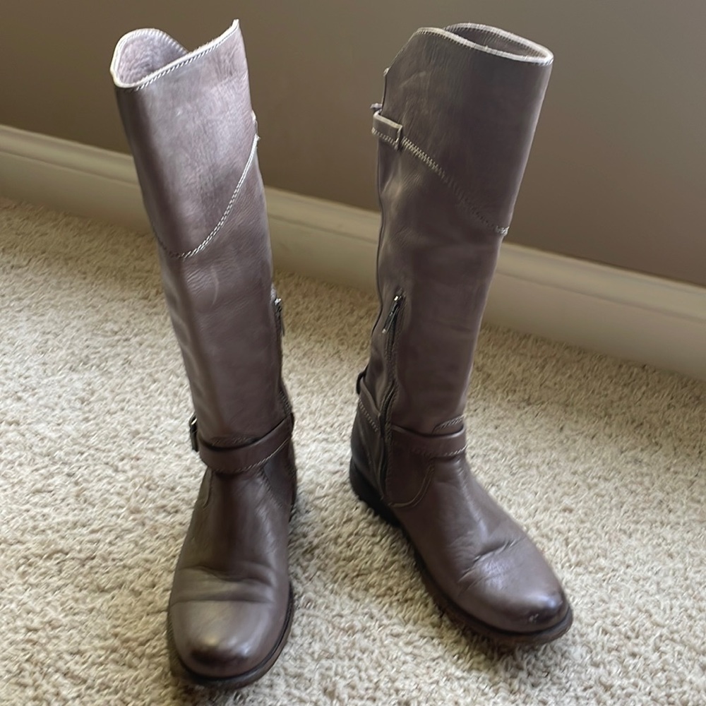 Frye Phillip Riding Boots Tall 7.5 gray/taupe 🐴 - Picture 4 of 14